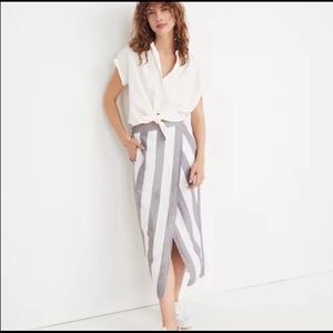 Madewell Linen Striped Overlay Skirt